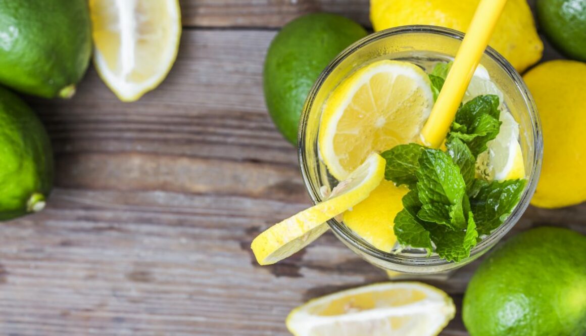 A glass of homemade Mint lemonade