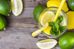 A glass of homemade Mint lemonade